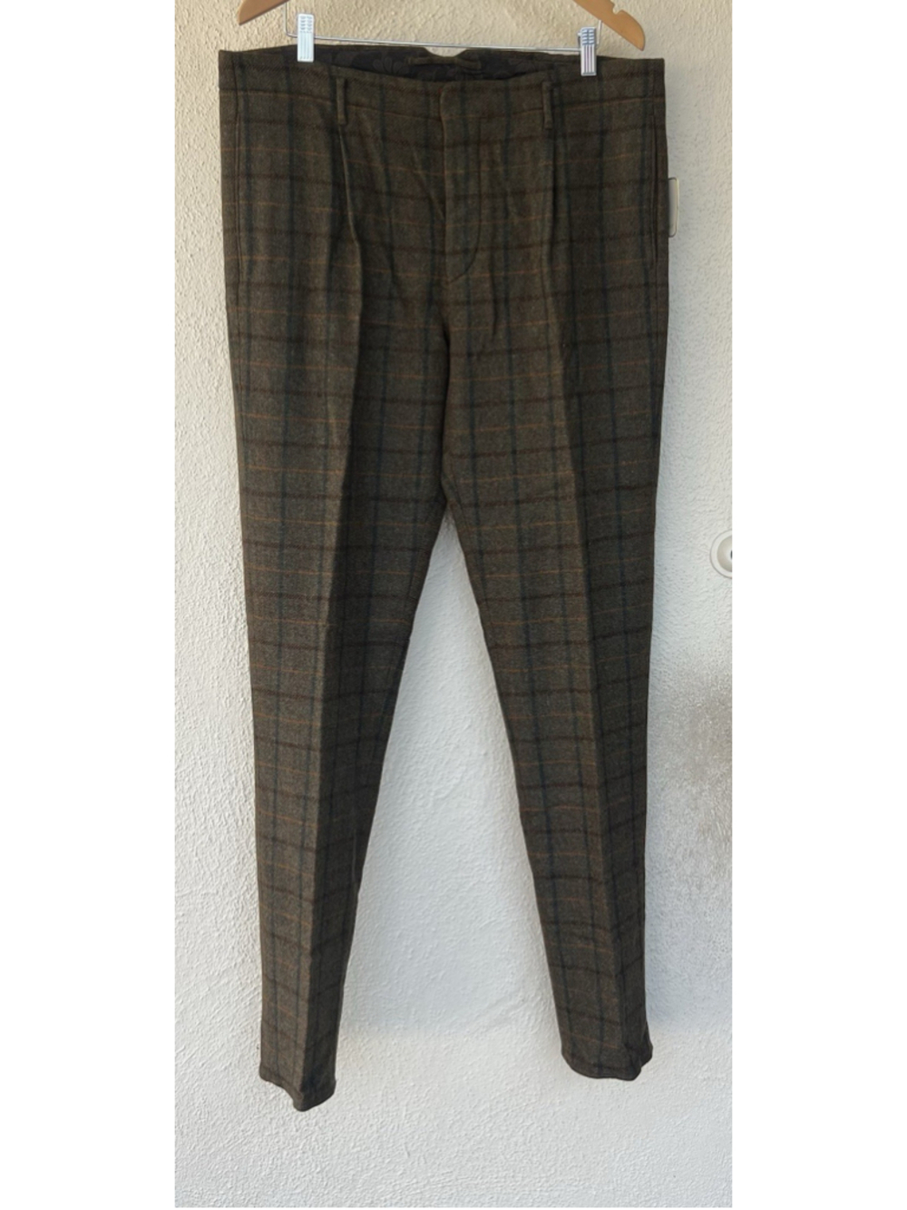 New Incotex Formal Brown Plaid Wool Cashmere Dress Pants Men’s Size IT 46 US 30
